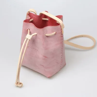 Wax Leather Bucket Bag Womens Crossbody Bags Shoulder Bag for Women