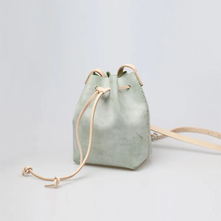 Wax Leather Bucket Bag Womens Crossbody Bags Shoulder Bag for Women