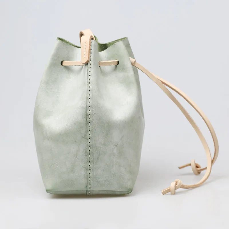 Wax Leather Bucket Bag Womens Crossbody Bags Shoulder Bag for Women