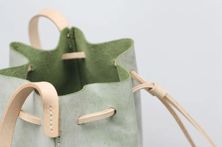 Wax Leather Bucket Bag Womens Crossbody Bags Shoulder Bag for Women
