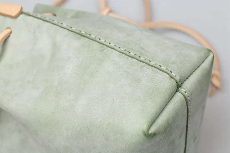 Wax Leather Bucket Bag Womens Crossbody Bags Shoulder Bag for Women