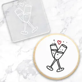 Wine or Champagne Glasses Debosser Stamp