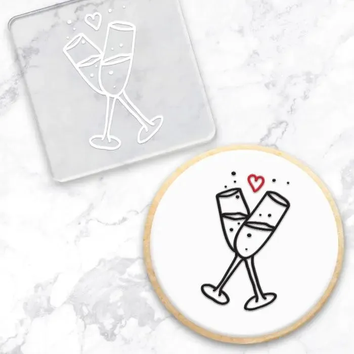 Wine or Champagne Glasses Debosser Stamp