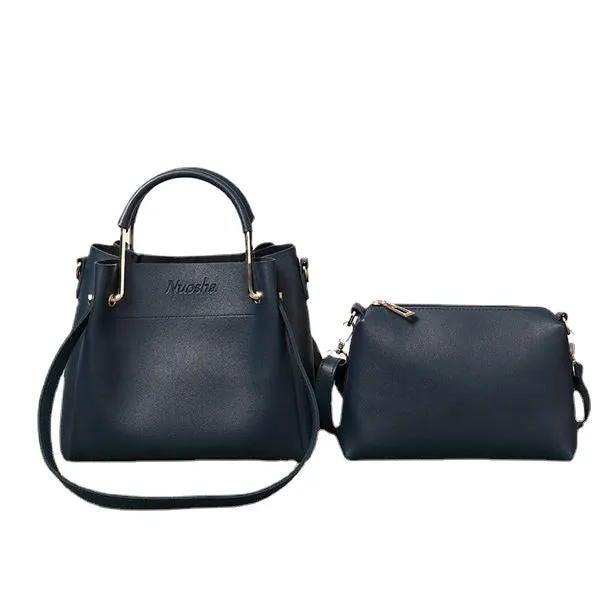 Women Faux Leather Two-piece Set Bucket Bag Handbag Shoulder