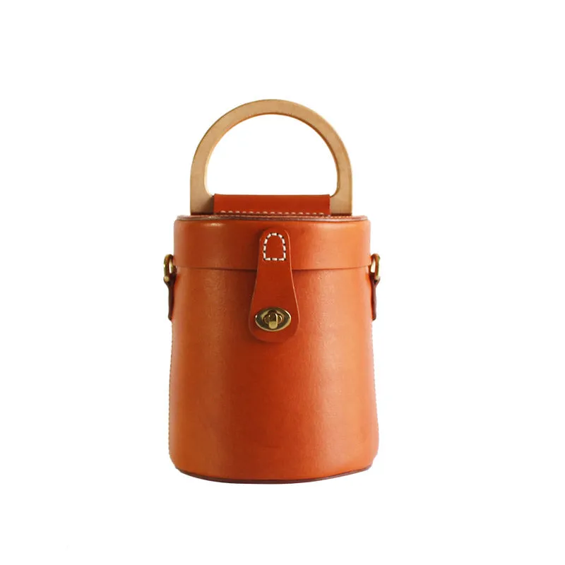 Women Vintage Leather Bucket Bag Crossbody Bags Handbags for Women