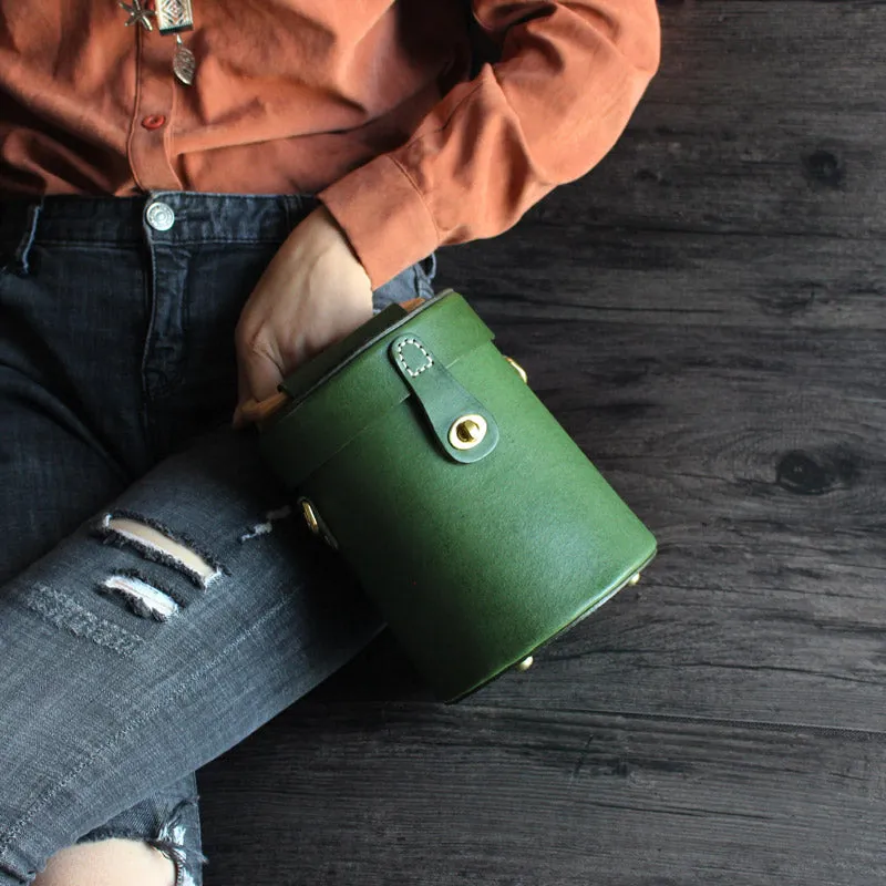 Women Vintage Leather Bucket Bag Crossbody Bags Handbags for Women