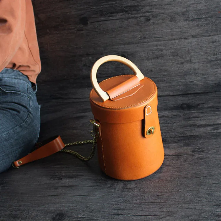 Women Vintage Leather Bucket Bag Crossbody Bags Handbags for Women