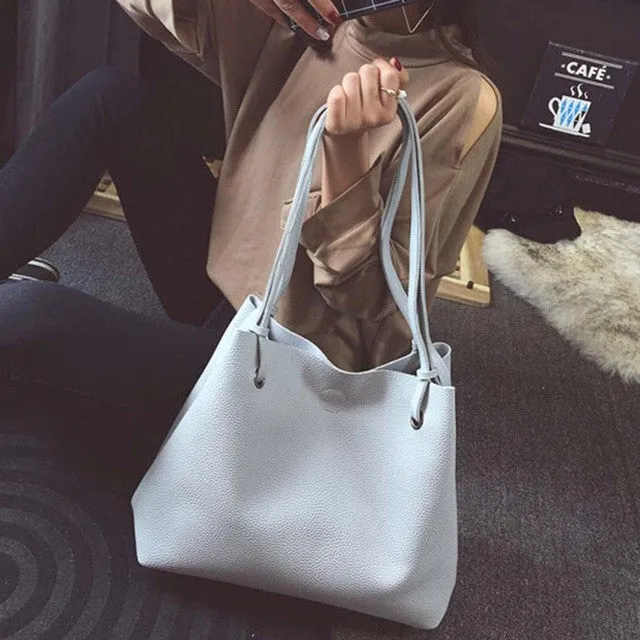 Xiniu women bags set 2 pcs Women Leather Litchi Stria Single Shoulder Bag Clutch Bag bolsa feminina Dropshipping#6M