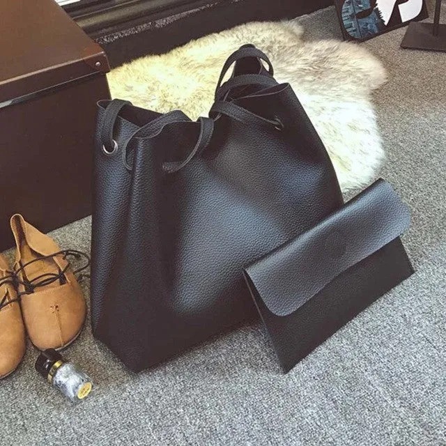 Xiniu women bags set 2 pcs Women Leather Litchi Stria Single Shoulder Bag Clutch Bag bolsa feminina Dropshipping#6M