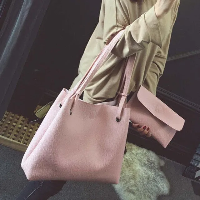 Xiniu women bags set 2 pcs Women Leather Litchi Stria Single Shoulder Bag Clutch Bag bolsa feminina Dropshipping#6M